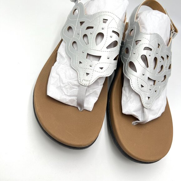 10W 10 WIDE WIDTH‎ Rockport Womens Ridge Sling Silver Summer Sandals Shoes - Picture 4 of 13